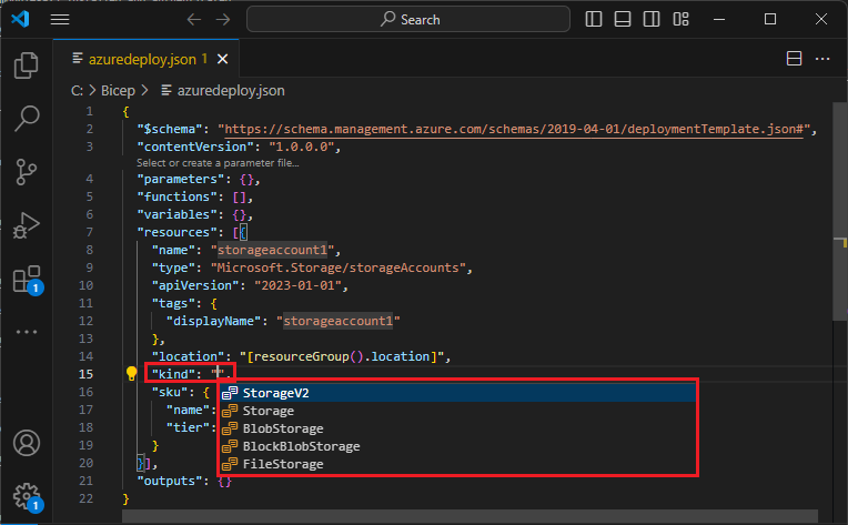 Screenshot showing extension auto-completion.