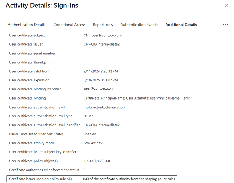 Screenshot that shows a CA scoping rule sign-in log success.