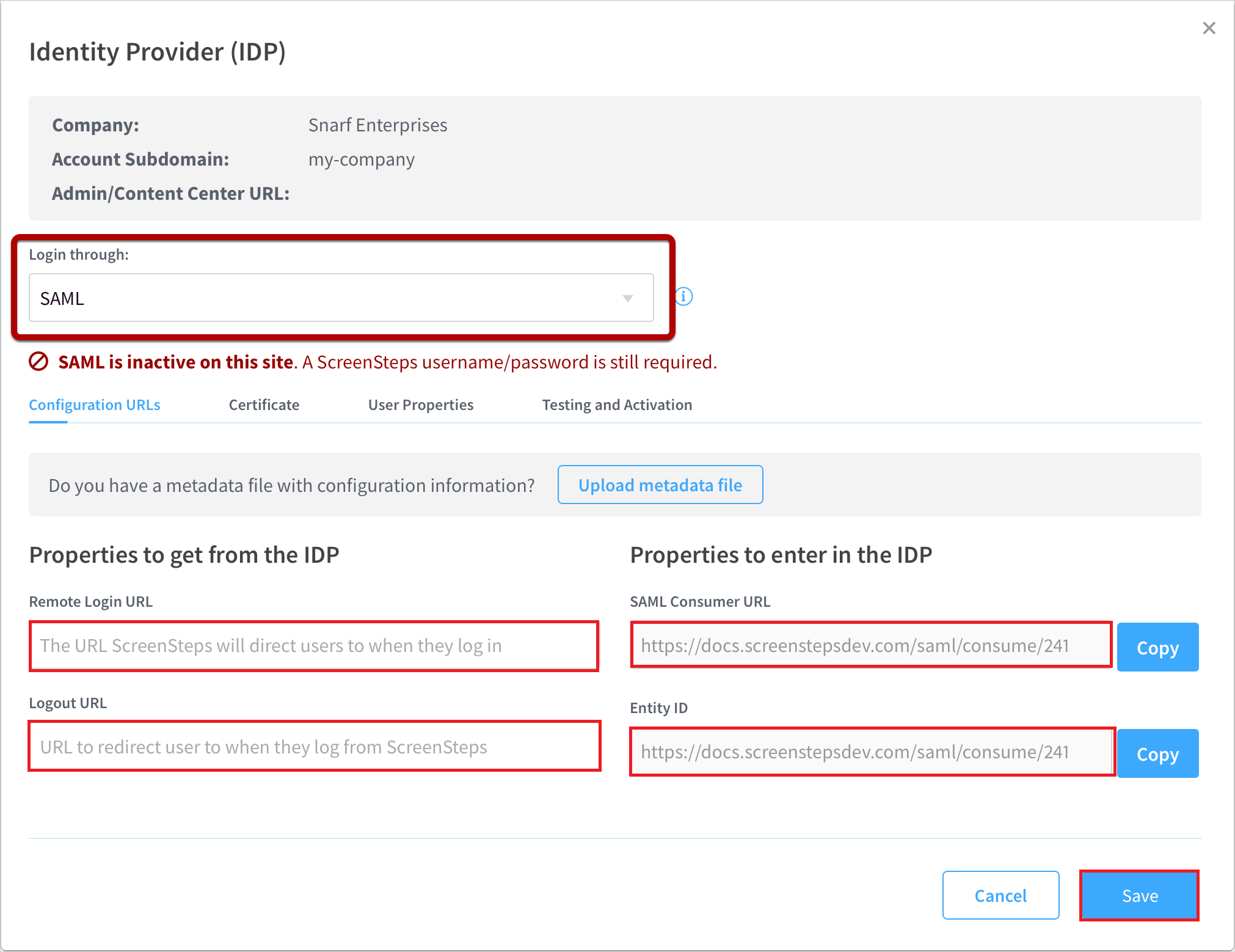 Configuration Screenshot that shows Configuration.