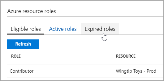 Screenshot of My roles page - Expired roles tab.