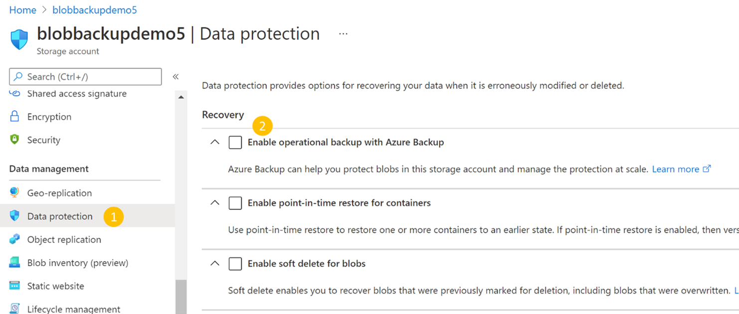 Operational backup using Azure Backup