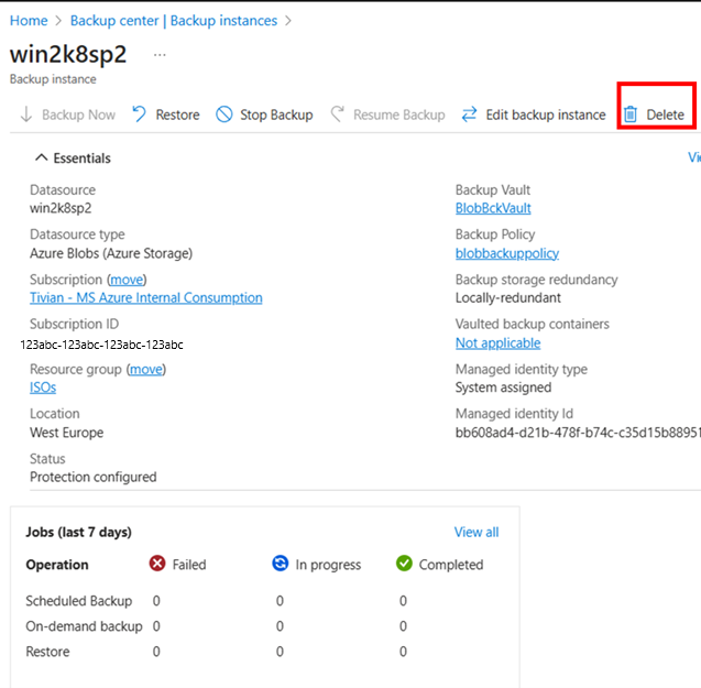 Stop operational backup