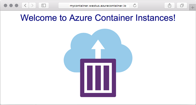 App deployed using Azure Container Instances viewed in browser