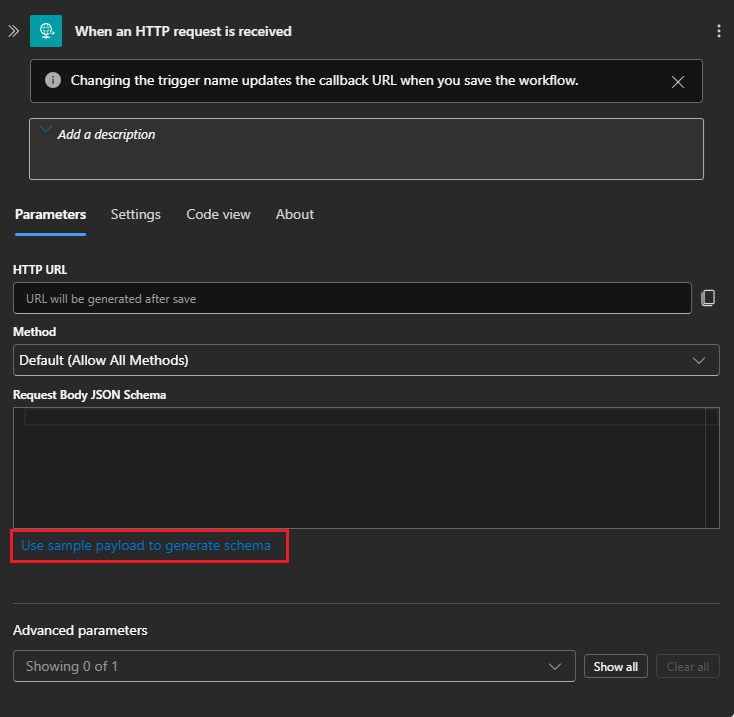 Use sample payload