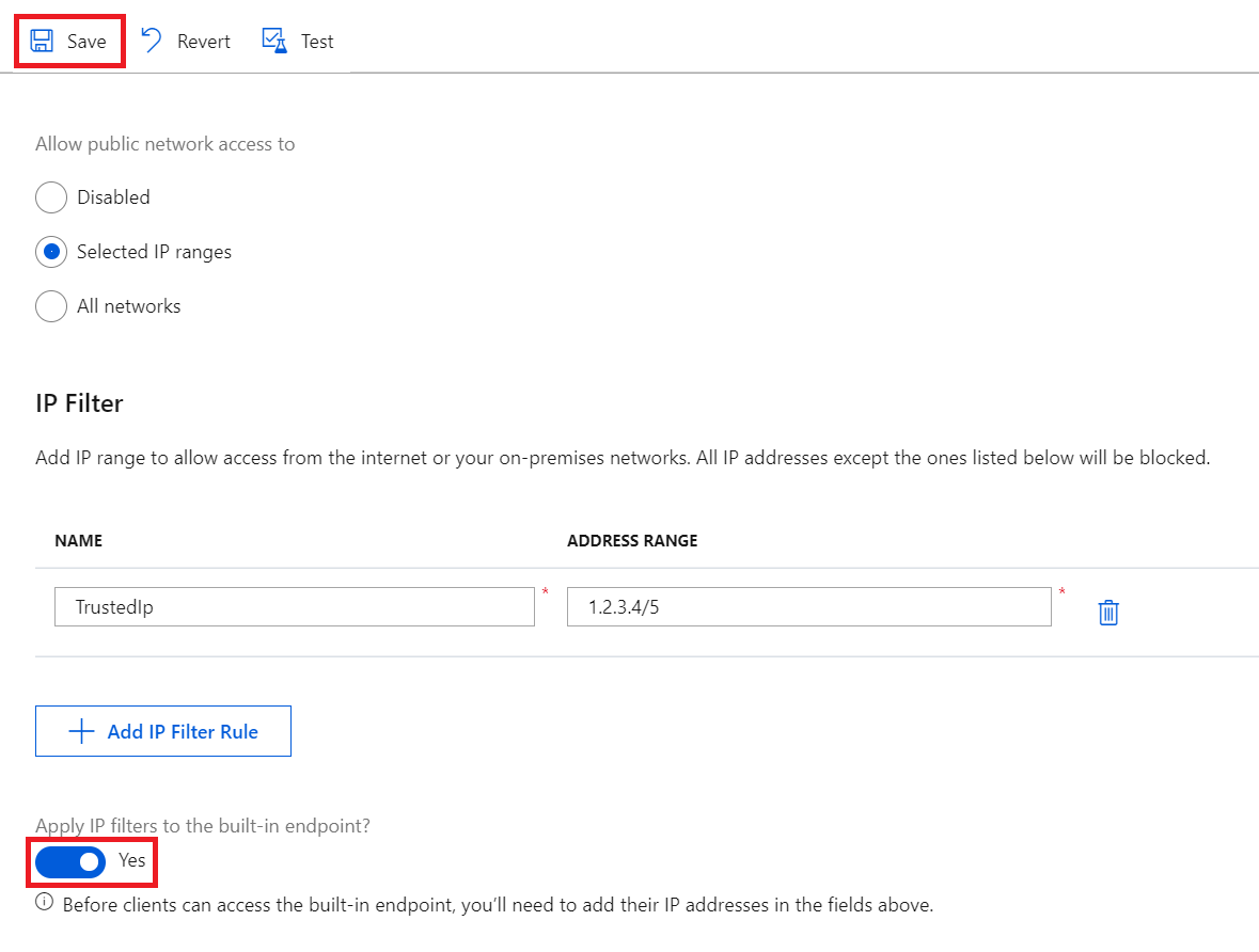 Screenshot showing the toggle for the built-in endpoint.