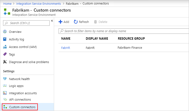 Find custom connectors