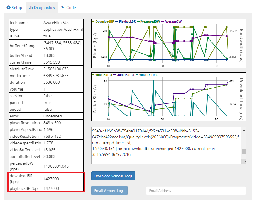 azure media player diagnostics