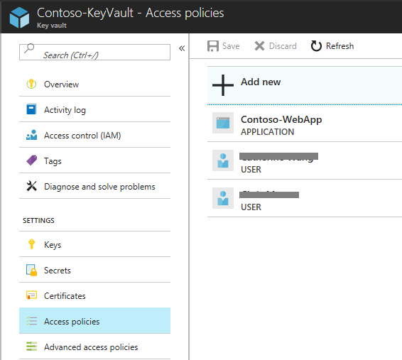 Key Vault access policy