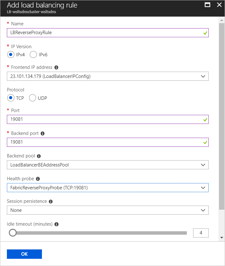 Configure load balancer rule for reverse proxy