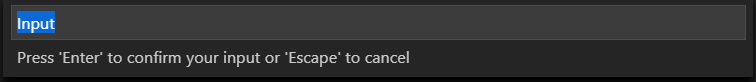 Screenshot of Visual Studio Code showing the input alias entry for a new Stream Analytics local input.