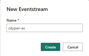 Screenshot showing where to enter a name in the New Eventstream dialog box.