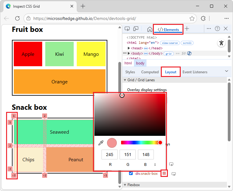 Customize the grid overlay color