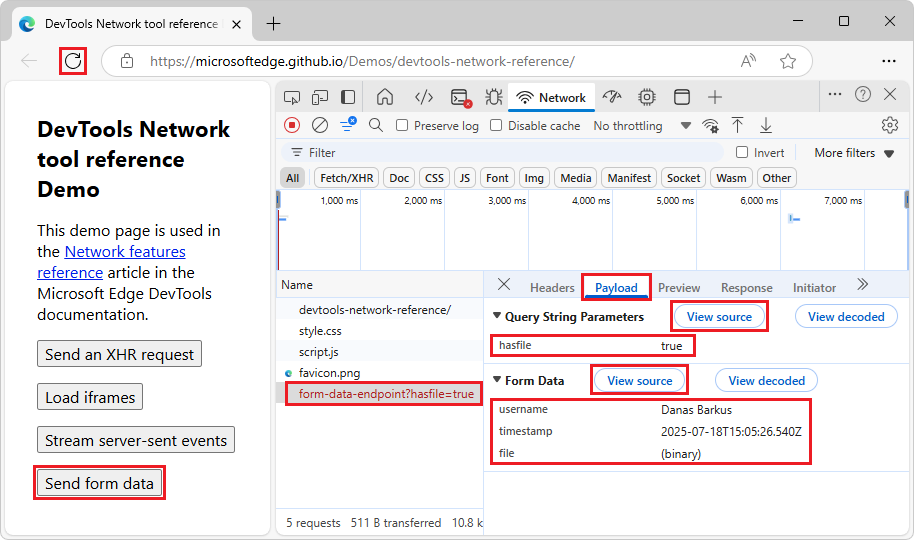 The View source buttons