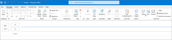 Sample add-in command buttons in compose form.