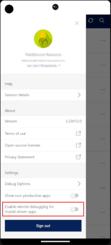 Field service mobile app settings