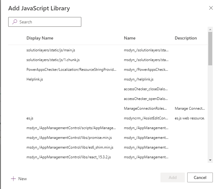 Dodajanje spletnega vira JavaScript