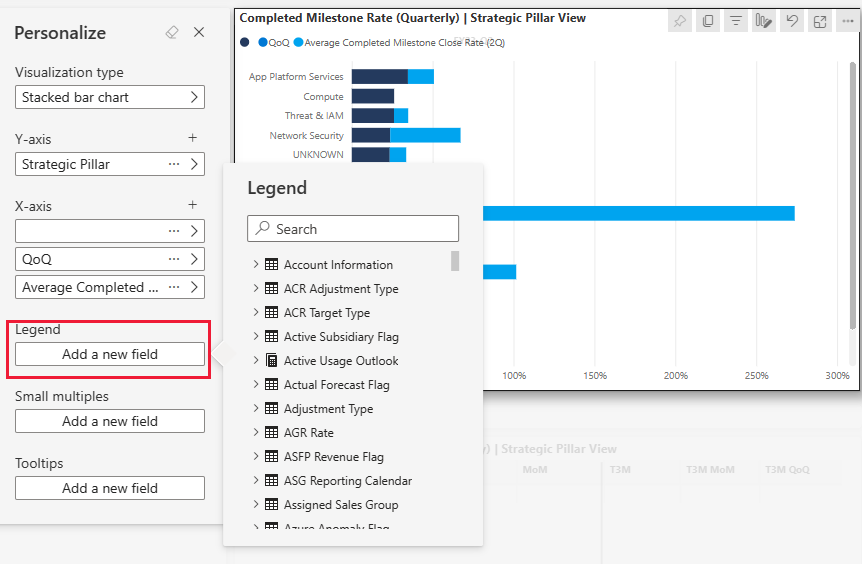 Screenshot of the Personalize window with the Legend option expanded.