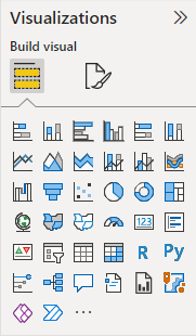 Screenshot showing the Visualizations pane with icons for each visualization type.