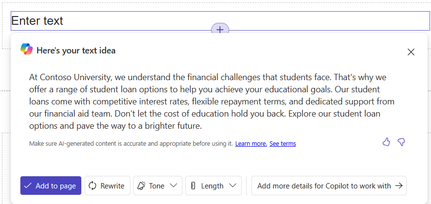 Posnetek zaslona besedila, ki ga je ustvaril Copilot.