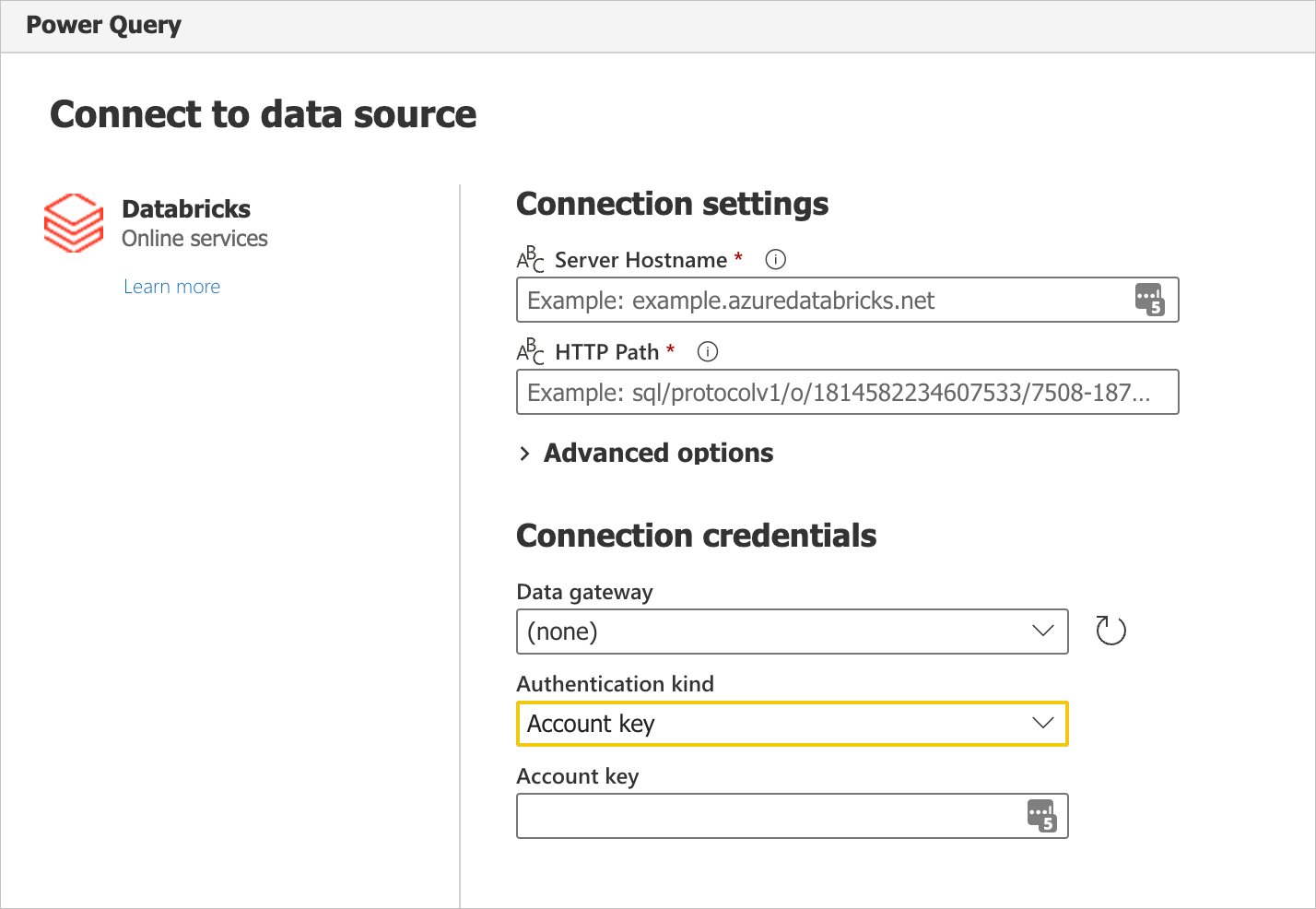 Connection Settings and Credentials.