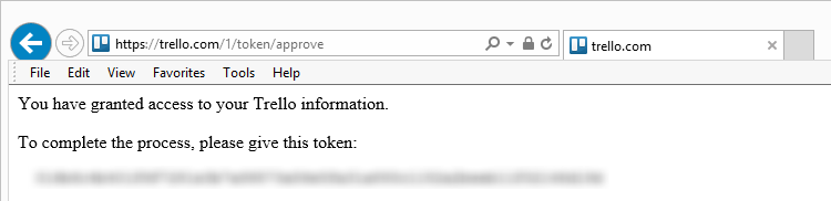 Trello authorization token