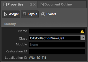 Set the class to CityCollectionViewCell