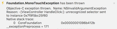 An unrecognized selector exception