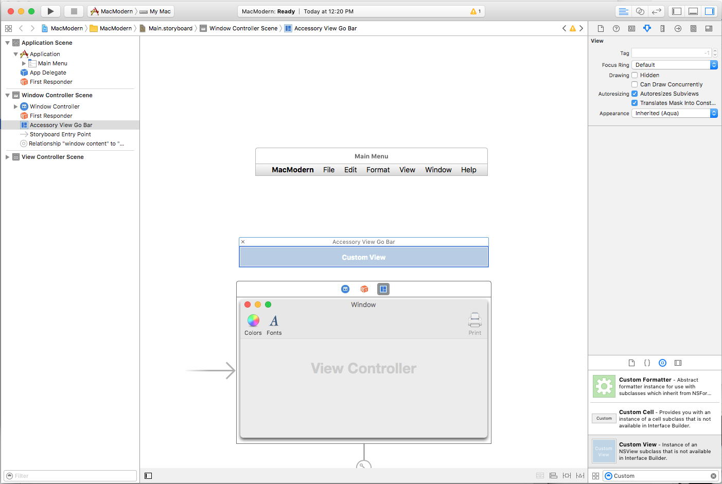 Adding a new Custom View Controller