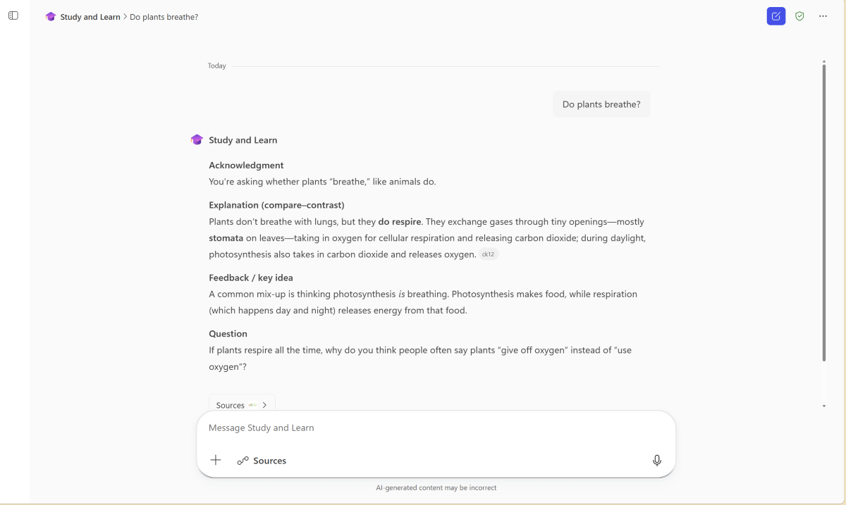 Posnetek zaslona zaslona Microsoft 365 Copilot študija in naučite se klepeta in odziva.