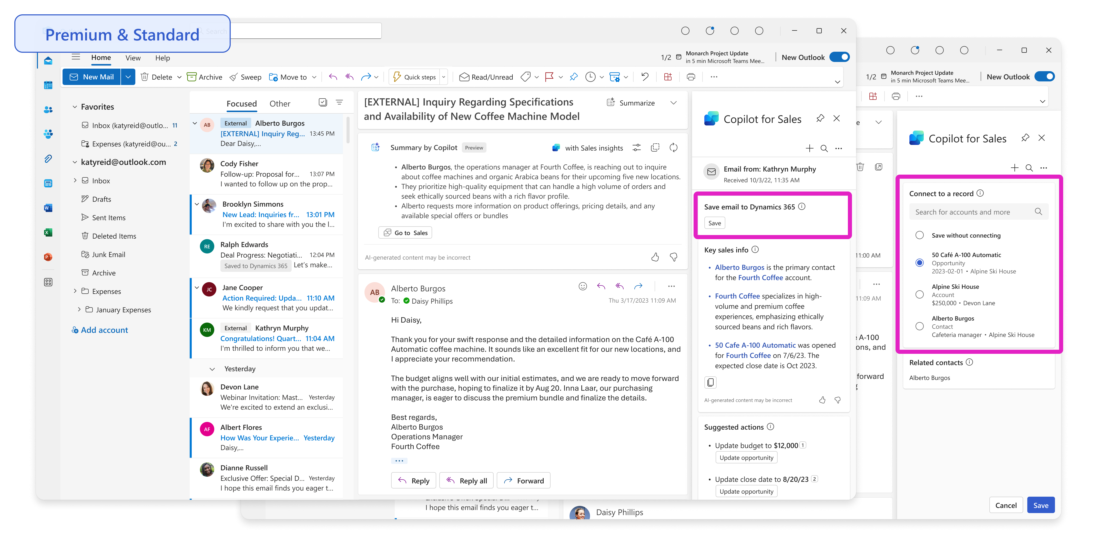 Screenshot showing the save email option.