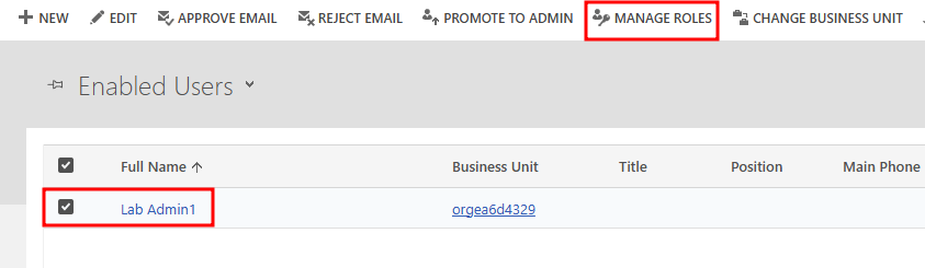 User search with Manage roles command.