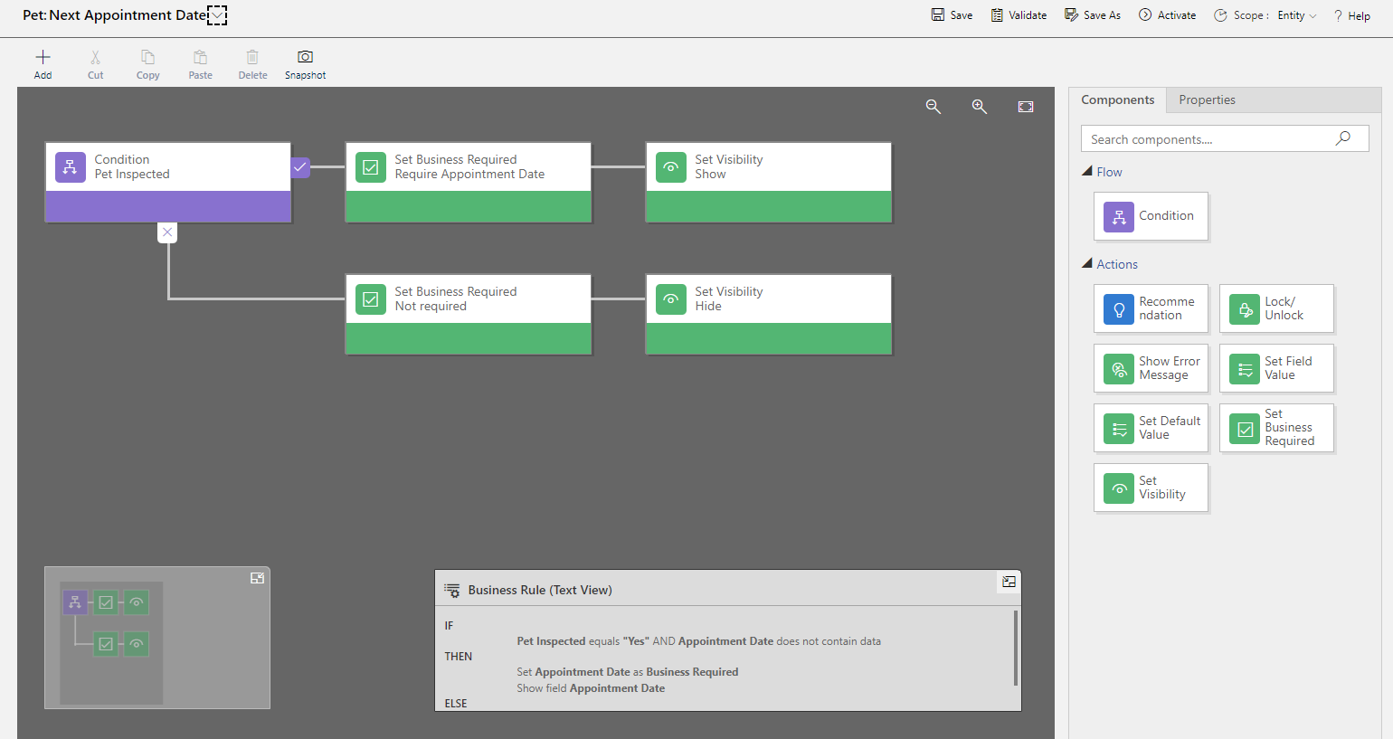 Screenshot of the business rule designer.