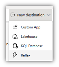 Screenshot showing setting the EventStream destination to Reflex.