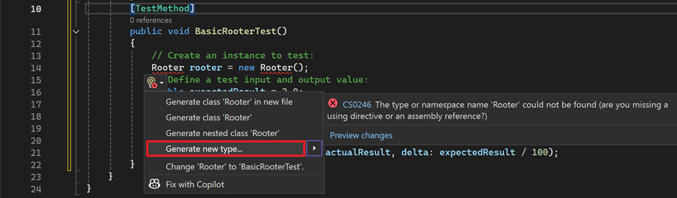 Generate new type quick action