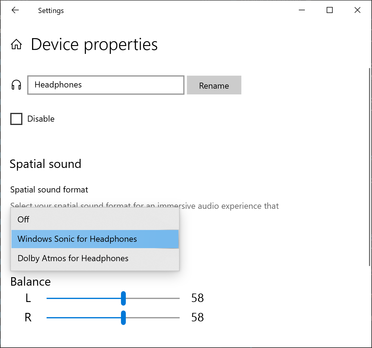 enable spatial sound in the sound control panel