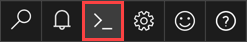 Screenshot of the Cloud Shell button in the upper-right area of the Azure portal.