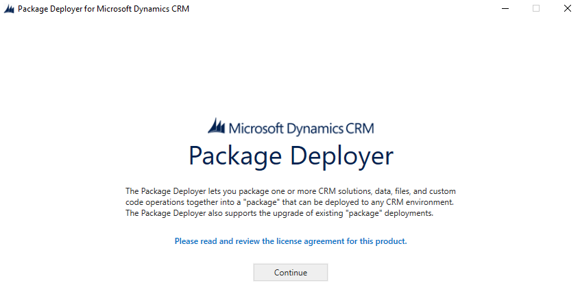 Снимак екрана одредишне  Package Deployer  странице.