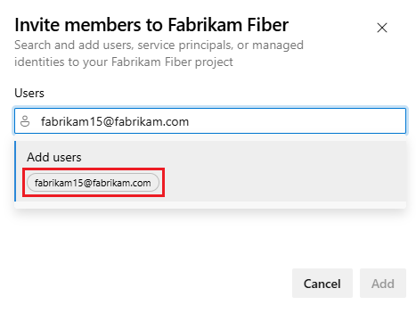 Screenshot of the Invite members to a project dialog, showing a new or unknown user.
