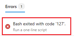 Screenshot of a task error message on pipeline run summary page.