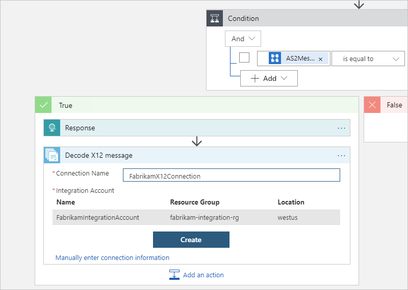 Screenshot showing multi-tenant designer and connection to integration account.