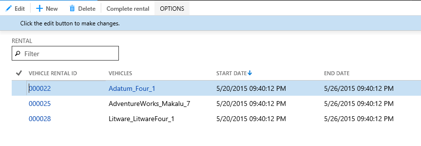 Rental form.
