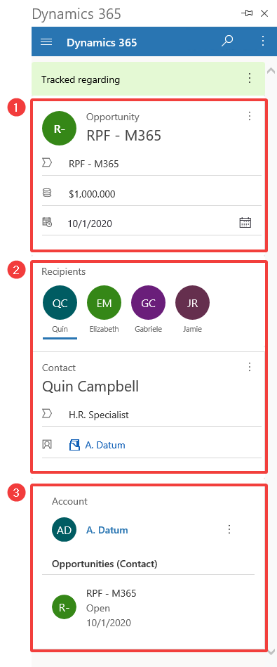 Додатне информације када се прати е-пошта.