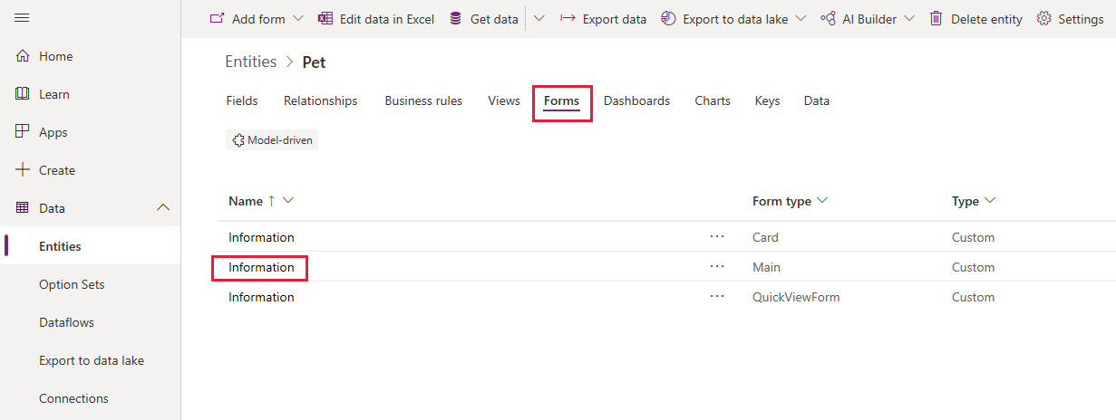 Измени главни образац.