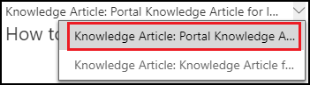 Избор обрасца чланка у порталу базе знања.