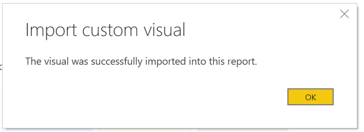 Screenshot of the Power BI successful import dialog box.