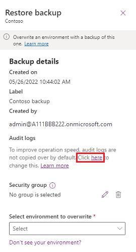 Изаберите Кликните овде да бисте укључили дневнике ревизије.