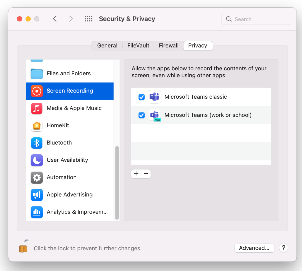 Teams Mac security page.