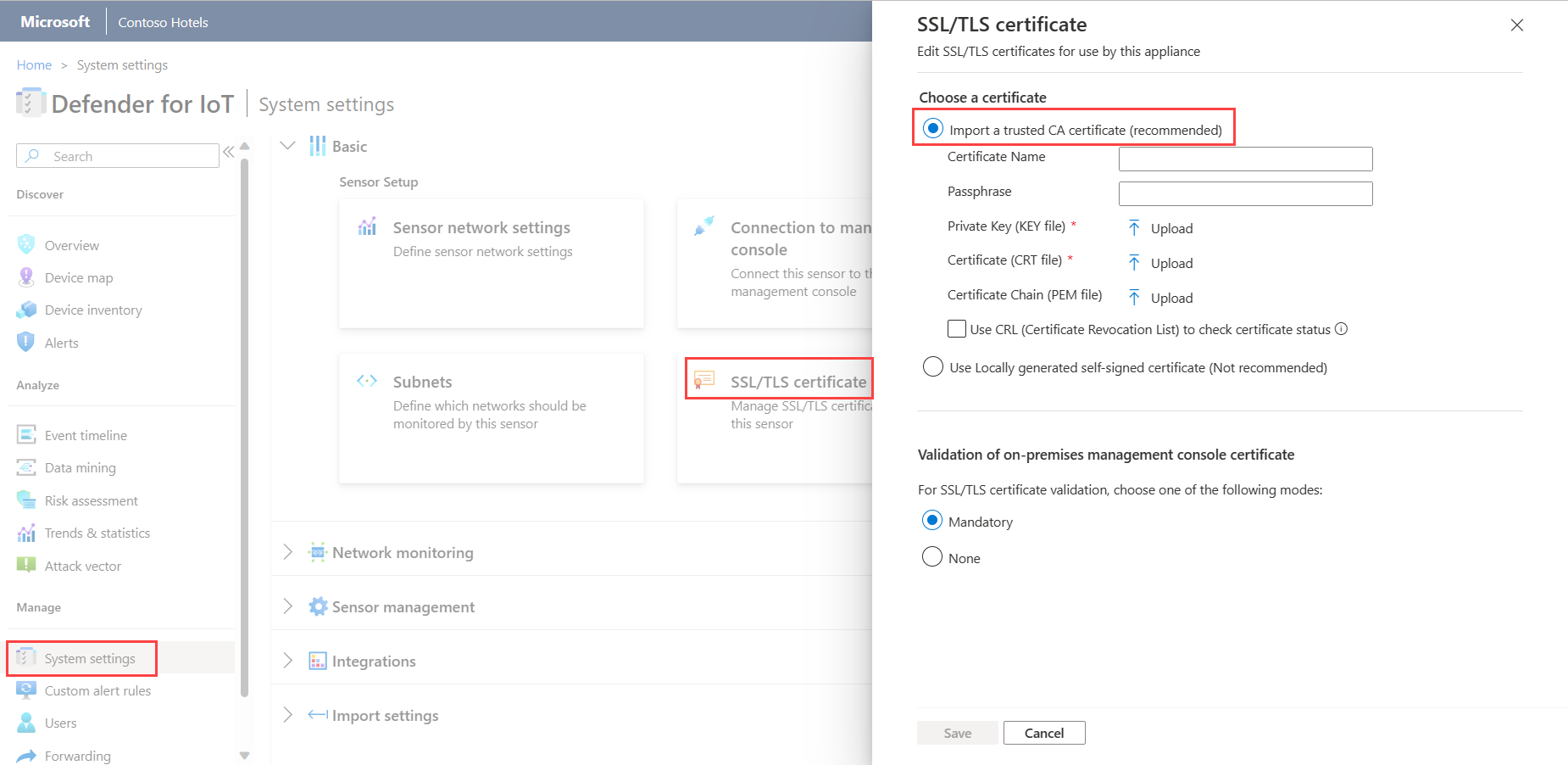 Screenshot of importing a trusted CA certificate.