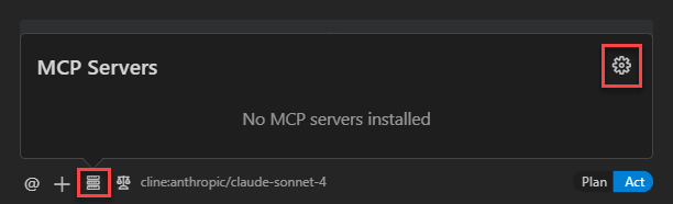 A screenshot showing how to add an MCP Server in Cline.