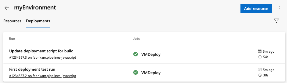 Screenshot that shows VM Deployments view.